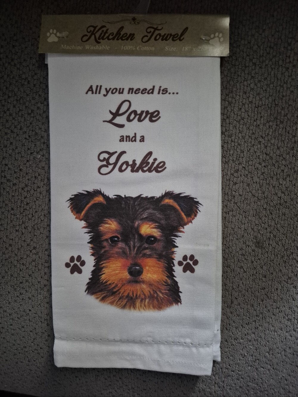 Kitchen Towel - Love and a Yorkie - White